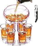 Adjustable Shot Glass Dispenser and Holder Made of Food Grade Plexiglass, Shot Dispenser with 6 Drinking Glasses for Kinds of Parties (Red)