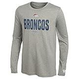 New Era NFL Men's Grids Dri-Tek Cool Heathered Grey Long Sleeve T-Shirt, Denver Broncos 24, 3X-Large
