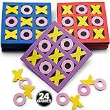 Tic Tac Toe Game (Pack of 24) 5"x5" Foam Tic-Tac-Toe Mini Board Game - Bulk Toys for Kids, Birthday Party Favors, Birthday Goody Bag Stuffers, Classroom Prizes & Occupational Therapy