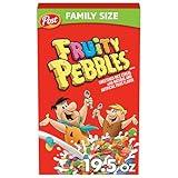 Post Fruity PEBBLES Cereal, Fruity Kids Cereal, Gluten Free Rice Cereal for Kids, 19.5 OZ Family Size Cereal Box