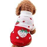 CHBORCHICEN Pet Dog Sweaters Classic Knitwear Turtleneck Winter Warm Puppy Clothing Cute Strawberry and Heart Doggie Sweater (Red1, Small)