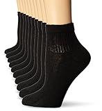 Hanes womens 10-pair Value Pack Ankle fashion liner socks, Black, 12-Aug US