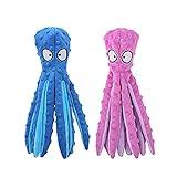 HGB Squeaky Dog Toys, Octopus No Stuffing Crinkle Plush Dog Toys to Keep Them Busy, Interactive Dog Chew Toys for Puppy Teething, Large Dog Toys for Large Medium Small Breeds, Pet Toys, 2 Pack