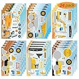 24 Sheets Make Your Own Construction Vehicle Stickers for Kids Boys, Make-a-face Stickers, Engineering Vehicles Stickers Fire Trucks Excavator Construction for Kids Construction Themed Party Favors