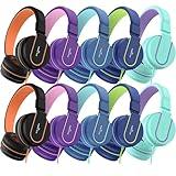 AILIHEN Kids Headphones Bulk 10-Pack for K-12 School Classroom, On-Ear Wired Headset with Microphone for Students Children with 93dB Volume Limited, 3.5mm Jack for Chromebooks Tablets Laptop Computer