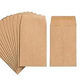 100 Pack Small Coin Envelopes Self-Adhesive Kraft Paper Seed Envelopes Mini Parts Small Items Stamps Storage Packets Envelopes for Garden, Office or Wedding Gift(2.25"×3.5") (100)