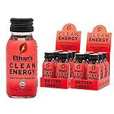 Ethan's Organic Clean Energy Shots Tart Cherry Ginger, Sugar Free Natural Pre-Workout Focus Boost, Gluten Free, Vegan, B6 & B12 Vitamin C with Green Tea Extract and Guayusa (12 Pack of 2oz Shots)
