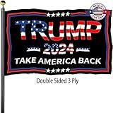 Trump 2024 Flags 3x5 Outdoor Made in USA-Double Sided 3 Ply Heavy Duty Take America Back Trump 2024 Flags Banner for Outside with 2 Brass Grommets UV protection Fade Resistant for Indoor Outdoor