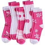 Yebing Fuzzy Socks for Women Fluffy Slipper Socks Winter Warm Soft Cozy Plush Fleece Home Sleep Gift Socks 5 Pairs Mix Color Pink B