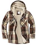 WINDFIT Women's Full Zip Fleece Flannel Jacket Plaid Sherpa Lined Jacket for Women Brown Medium