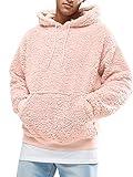 Runcati Mens Fuzzy Hoodie Sherpa Sweatshirts Pullover Long Sleeve Kangaroo Pockets Fall Outwear Winter Hooded
