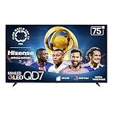 Hisense 75" Class QD7 Series Mini-LED 4K UHD Smart Fire TV (75QD7QF, 2025 Model) - QLED, Native 144hz, HDR10+, Dolby Vision, Dolby Atmos, Game Mode Pro, ALLM, Alexa Built in with Voice Remote, Black