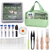 Mayboos Felting Kit - 6"x6" Felting Pad & Tools with Needles, Finger Guards, Wooden Handle Scissor, Bag for Beginner & Professional DIY