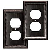 Henne Bery Sunken Pearls Heavy Duty Decorative Wall Plate Switch Plate Outlet Cover (Single Duplex, 2 Pack, Aged Bronze)