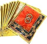 Set of 10 Transparent Saree Covers with Stainless Steel Zip – Golden Single Saree Storage Bags – Garment Organizer for Wardrobe & Wedding Gift Packing