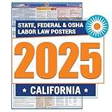 2025 California Labor Law Poster- State, Federal, OSHA Compliant- Workplace Required Posting for Employees- English Employment Poster- UV Laminated Waterproof- 26” x 39.5”- English