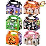 JOYIN 36 PCS Halloween Treat Boxes Candy Boxes Trick or Treat Cardboard Cookies Goodie Bags for Kids Halloween Party Favor Supplies, Classroom Exchange Goody Bags, Holiday Pastries, Cupcakes