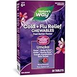 Nature's Way Cold+Flu Relief, Umcka, Shortens Duration and Reduces Severity, Multi-Symptom Relief, Homeopathic, Phenylephrine Free, Non-Drowsy, Berry Flavored, 20 Chewable Tablets (Packaging May Vary)