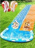 JOYIN 22.5ft Water Slides and 2 Bodyboards, Lawn Water Slide Summer Slip Waterslides Water Toy with Build in Sprinkler for Backyard Outdoor Water Fun for Kids