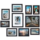 Vittanly 10 Pack Picture Frames Collage Wall Decor, Gallery Wall Frame Set for Wall or Tabletop Display, Multi Sizes with Two 8x10, Four 5x7, and Four 4x6 Photo Frames, Black