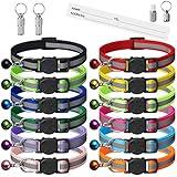 12 Pack Reflective-Breakaway Cat Collars with Bells,Safety Buckle Kitten Collar, with Name Tag, Adjustable,Ideal for Girl Cats Male Cats,Pet Supplies,Stuff,Accessories(12 Colors & 2 ID Tags)