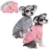 2 Pack Dog Sweaters for Small Dogs - Warm Winter Puppy Sweaters Cute Soft Dog Clothes Outfit Pet Costume for Boy Girl Doggie, Cat, Bulldog Pug Yorkie Kitten Chihuahua (Pink, Grey, Small)