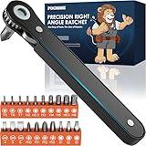 Tools for Men Gifts Right Angle Screwdriver: T5 T6 T7 Torx Star Bit & Ratchet Allen Wrench Drill Bit Set + Square Drive Bit & Small Ratcheting Wrench Screwdriver Set, Men Husband Dad Stocking Stuffers