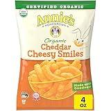 Annie's Organic Cheddar Cheesy Smiles, Baked Corn Puffs, Gluten Free, 4 oz