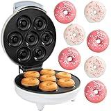 Mini Donut Maker- Electric Non-Stick Surface Makes 7 Small Doughnuts- Decorate, Frost or Ice Your Own for Kid Friendly Baked Dessert Treat- Unique Holiday Baking Activity for Adults, Xmas Gift for Her