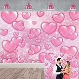 WDA Early 2000s Photo Photography Backdrop Pink Heart Romantic Valentine's Day Background Girl Birthday Party Decoration Banner Shooting Studio Props (7x5FT)