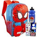 Marvel Spiderman 16" Backpack for Boys Set - Bundle, Stickers, Water Bottle, More for Boys 4-6