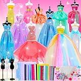 MINIFUN 800+Pcs Fashion Designer Kit for Girls, Sewing Kit with 4 Mannequins, DIY Arts and Crafts Kit for Kids, Doll Clothes Making Kit, Girl Toys for Age 6 7 8 9 10 11 12 Year Old Gifts