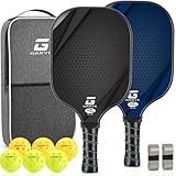 GARYE Pickleball Paddles Set of 2, USAPA Approved Carbon Fiber Pickleball Set, Lightweight Graphite Rackets 2 Pack with 6 Balls, 1 Pickleball Bag for Men and Women