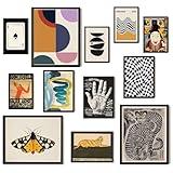 97 Decor Vintage Eclectic Wall Art Collage - Maximalist Decor Modern Art Prints For Wall Decor, Eclectic Home Decor Aesthetic, Cool Funky Decor Retro Bauhaus Posters Set For Dorm Bedroom (Unframed)