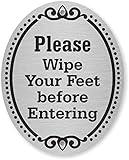 SmartSign “Please Wipe Your Feet Before Entering” Diamond Plate Door Sign | 4" x 5" Aluminum, Made in USA