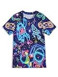 TongKiKi Boys Girls T-Shirts 3D Graphic Shirts Kids Neon Novelty Youth Short Sleeve Glow Tees,AstroFlux,6-8Y
