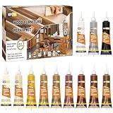 Hupeyna Wood Furniture Repair Kit, 12 Colors Wood Repair Kit, Wood Touch up Fillers, Repair Scratch, Cracks, Discoloration for Wooden Cabinet, Floor, Door, Table Surfaces Wood Filler Paint