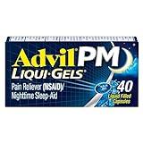 Advil PM Liqui-Gels Pain Reliever and Nighttime Sleep Aid, Pain Medicine with Ibuprofen for Pain Relief and Diphenhydramine HCL for a Sleep Aid - 40 Liquid Filled Capsules - Back to College