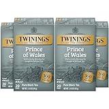 Twinings Prince of Wales Tea – A Light & Velvety Smooth Caffeinated Black Tea, Individually Wrapped Tea Bags, 20 Count (Pack of 4)