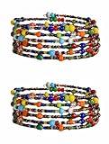 TEMBO AFRICA Set of 2 Handmade Beaded Bracelets for Women - Wrap Bracelets - Boho Jewelry Gifts -Multicolored