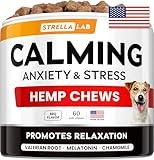 STRELLALAB Advanced Calming Chews for Dogs - Hemp Chews + Melatonin - Anxiety Relief - Sleep Aid - Relaxing Treats - Stress Relief During Fireworks, Storms, Thunder, Barking - Made in USA - BBQ - 60Ct