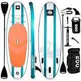 Roc Inflatable Stand Up Paddle Boards with Premium SUP Paddle Board Accessories, Wide Stable Design, Non-Slip Comfort Deck for Youth & Adults (Aqua)