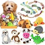 LEGEND SANDY Dog Squeaky Toys for Small Dogs, 12 Pack Puppy Toys for Teething, Cute Small Dog Toys Stuffed Plush Dog Toy Bundle, Natural Cotton Puppy Rope Toy, Puppy Chew Toys to Keep Them Busy