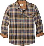 Legendary Whitetails Men's Buck Camp Flannel, Long Sleeve Button Down Casual Shirt, Corduroy Cuffs, Little Rock Plaid, Large