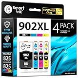 Smart Ink Compatible Ink Cartridge Replacement for HP 902 XL 902XL (4 Combo Pack) to use with Officejet Pro 6978 6968 6974 6975 6960 Officejet 6951 6954 6956 6958 Printers