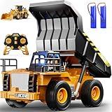 Geyiie Remote Control Dump Truck Toys, RC Construction Vehicles for Boys, RC Tractor Kids Birthday Party Favor Gift for 8-12 Years Old