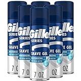 Gillette Series 3X Moisturizing Shave Gel, 6 Count, 7oz Each, Lubrication to Protect Against Irritation, Blue-White, 7 Ounce (Pack of 6)