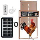 IBKINXX Automatic Chicken Coop Door Solar Powered, LCD Display Chicken Door with Timer & Light Sensor, 4 Modes Auto Chicken Door Solar, Anti-Pinch & Weather Proof Coop Door with Remote Control