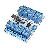 8-Channel 12V USB Relay Board, 8-Channel 12VDC Type-B USB Relay Board Module Controller for Automation Robotics