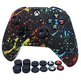 RALAN Controller Skin for Xbox One, Anti-Slip Silicone Controller Cover Protector Case Compatible for Xbox 1 Wireless/Wired Gamepad Joystick with 4 Thumb Grips Caps and Black Pro Thumb Grip x 8